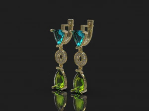 classic earrings with semiprecious stones 3D Print Model