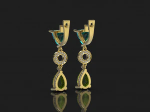 classic earrings with semiprecious stones 3D Print Model