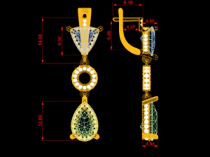 classic earrings with semiprecious stones 3D Print Model