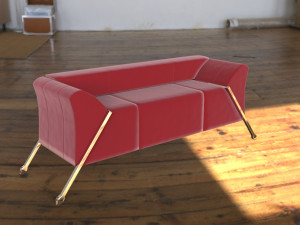 red sofa Model 3D