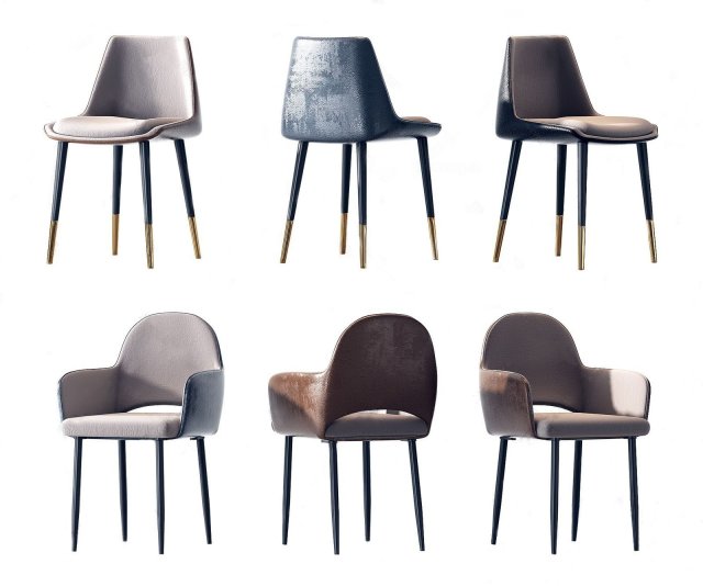 modern leather dining chair combination Modelo 3D .c4d .max .obj .3ds .fbx .stl .blend 