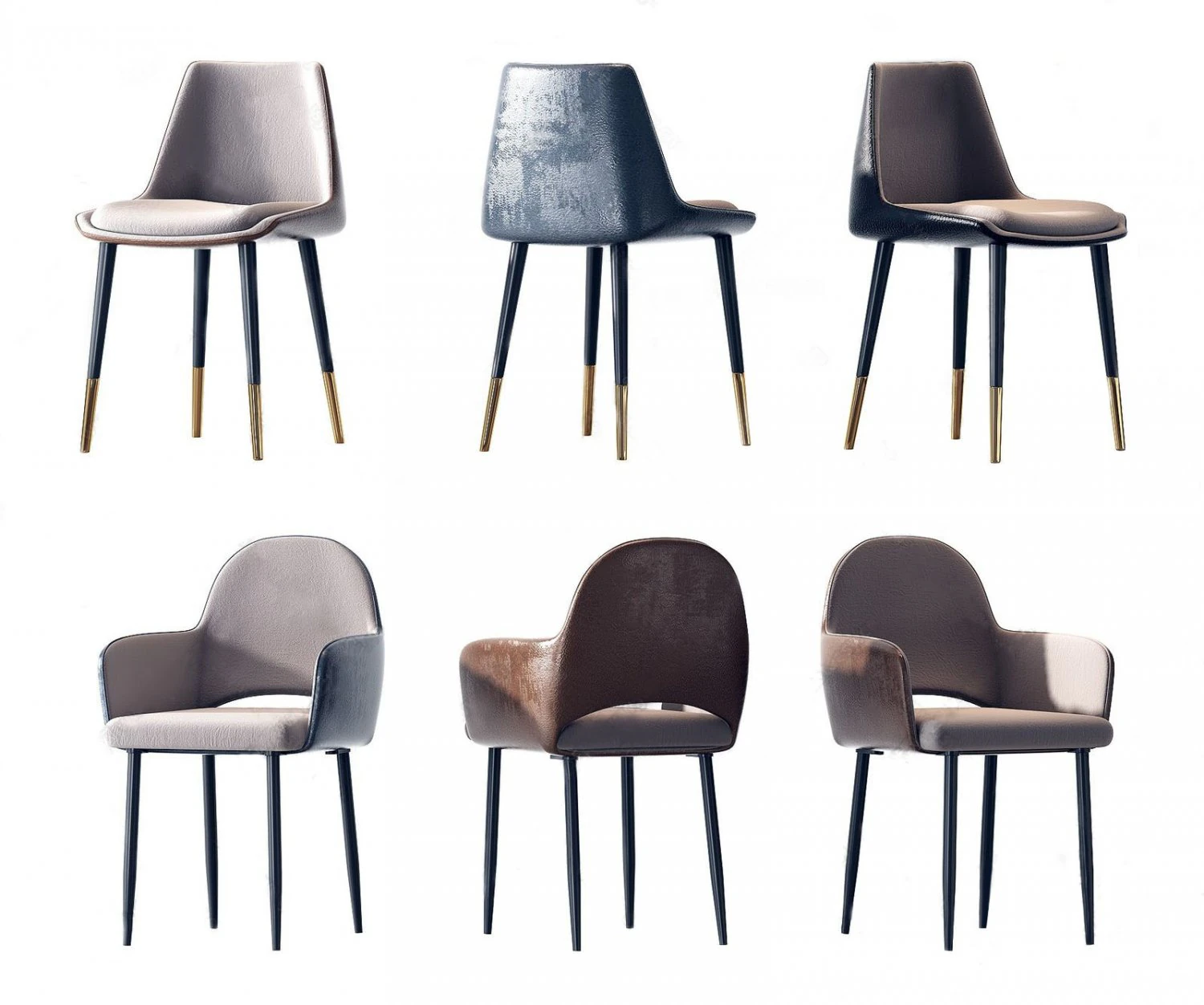 modern leather dining chair combination 3D Model .c4d .max .obj .3ds .fbx .stl .blend