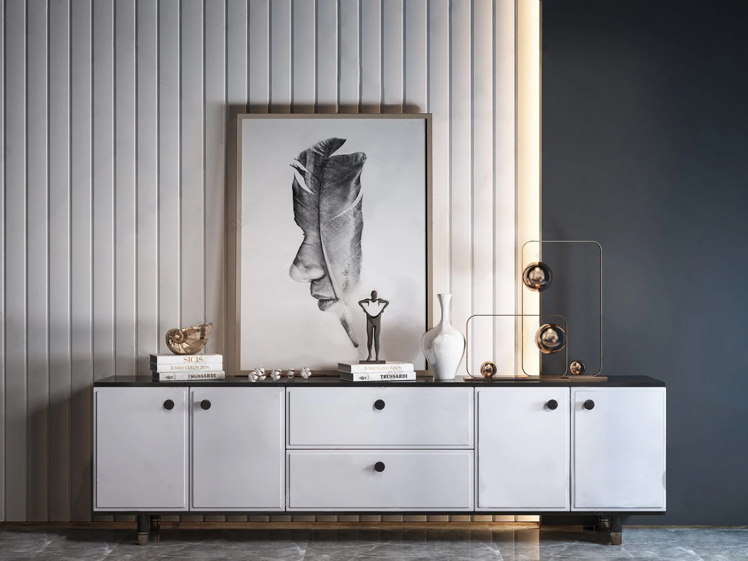 modern light luxury tv cabinet 3D Model .c4d .max .obj .3ds .fbx .stl .blend 