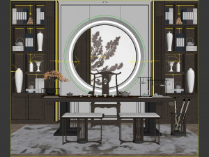 new chinese teahouse furniture combination Model 3D