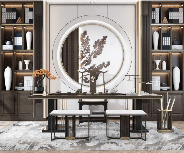 new chinese teahouse furniture combination Model 3D .c4d .max .obj .3ds .fbx .stl .blend 