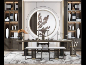 新しい中国茶室の家具の組み合わせ 3Dモデル