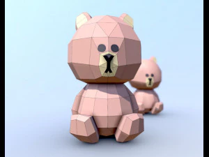 lowpoly bear teddy brown 3D Model