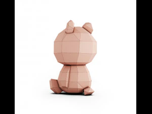lowpoly bear teddy brown 3D Model