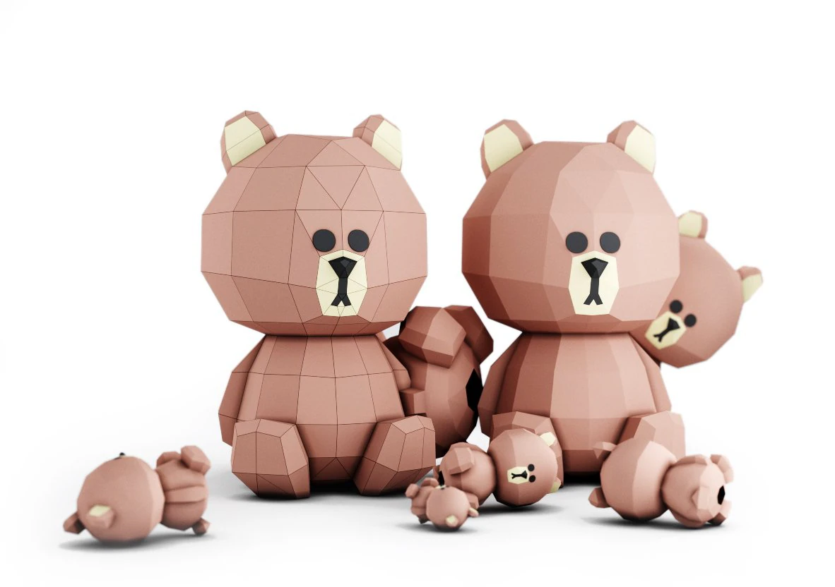 lowpoly bear teddy brown 3D Model .c4d .max .obj .3ds .fbx .stl .blend 