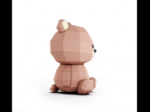 lowpoly bear teddy brown 3D Model