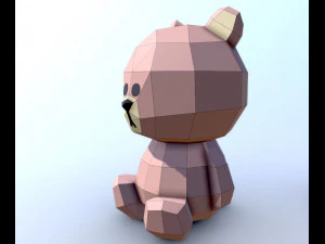 lowpoly bear teddy brown 3D Model