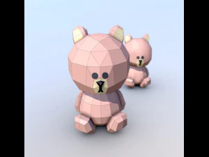 lowpoly bear teddy brown 3D Model