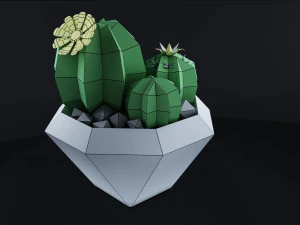 cactus in vase 3D Model