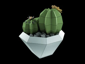 cactus in vase 3D Model