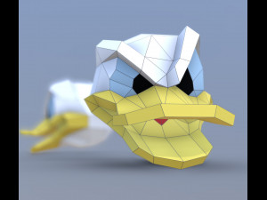 donald duck 2 in 1 mask and head 3D Model