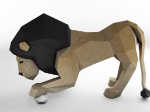 lion with ball Modello 3D