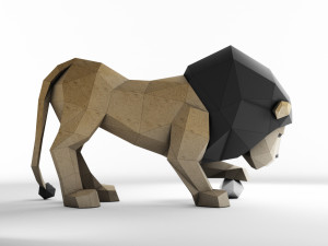 lion with ball Modello 3D
