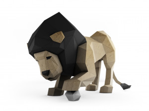 lion with ball Modello 3D