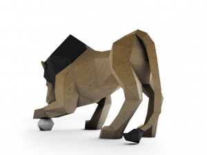lion with ball Modello 3D