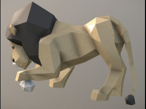 lion with ball Modello 3D