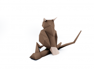lowpoly owl on branch 3D Модель