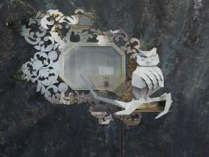 lowpoly owl on branch 3D Model