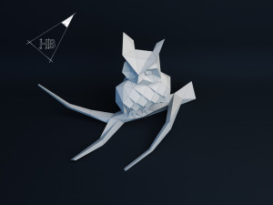 lowpoly owl on branch 3D Модель