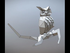 lowpoly owl on branch 3D Model