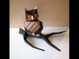 lowpoly owl on branch 3D Модель