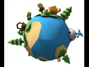 Plan&egrave;te de dessin anim&eacute; Lowpoly Modèle 3D