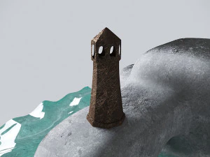 фігура скелі з маяком 3D Модель