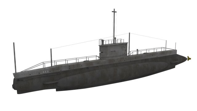 ae2 australia submarine Modèle 3D .c4d .max .obj .3ds .fbx .stl .blend 