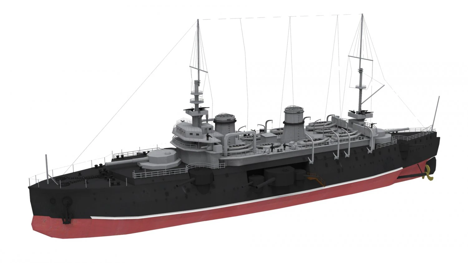 french battleship bouvet 3D Model .c4d .max .obj .3ds .fbx .stl .blend