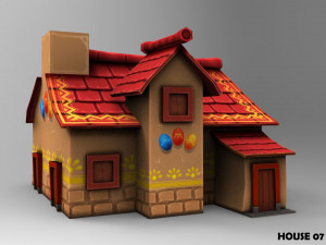 lowpoly toon house pack 3D Model