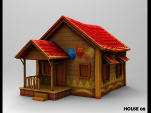 lowpoly toon house pack 3D Model