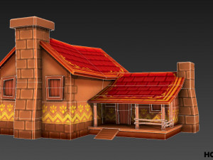 lowpoly toon house pack 3D Model