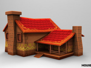 lowpoly toon house pack 3D Model