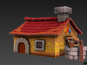 lowpoly toon house pack 3D Model