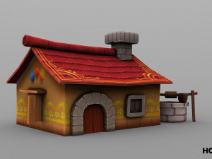 lowpoly toon house pack 3D Model