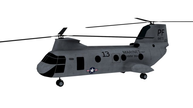 lowpoly ch-46 helicopter 3D Modell .c4d .max .obj .3ds .fbx .stl .blend