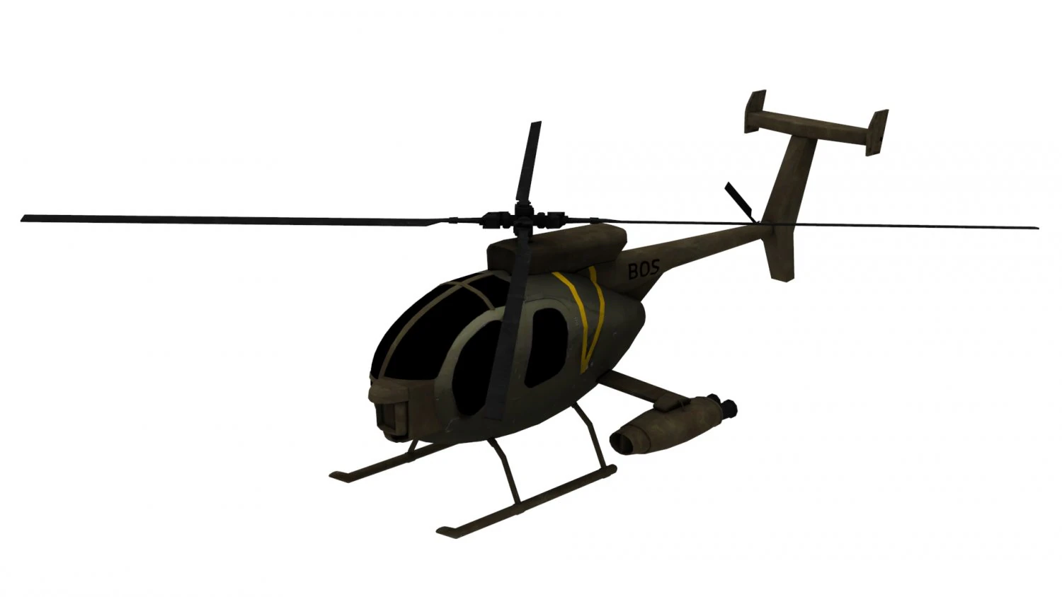 lowpoly defender 500 helicopter 3D Model .c4d .max .obj .3ds .fbx .stl .blend 