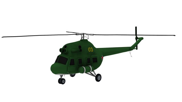 lowpoly mi-2 hoplite helicopter Model 3D .c4d .max .obj .3ds .fbx .stl .blend