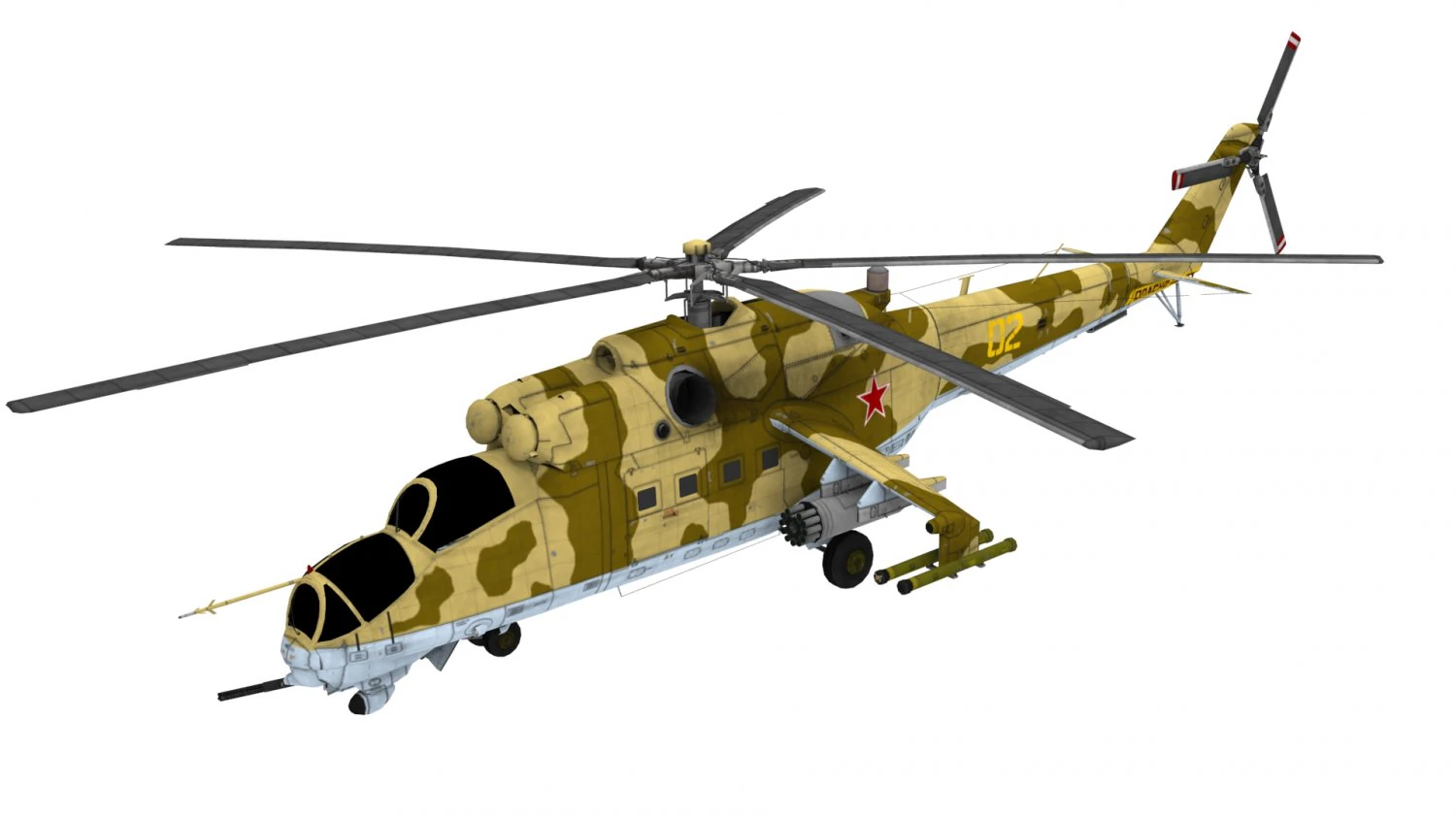 lowpoly mil mi-24 helicopter low-poly 3D Model .c4d .max .obj .3ds .fbx .stl .blend 
