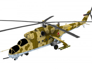 lowpoly mil mi-24 helicopter low-poly 3D Model