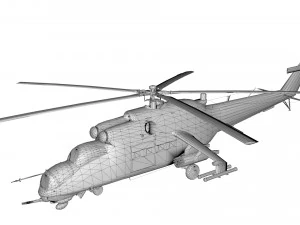 lowpoly mil mi-24 helicopter low-poly 3D Model