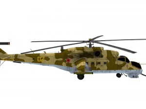 lowpoly mil mi-24 helicopter low-poly 3D Model