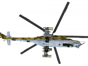 lowpoly mil mi-24 helicopter low-poly Model 3D