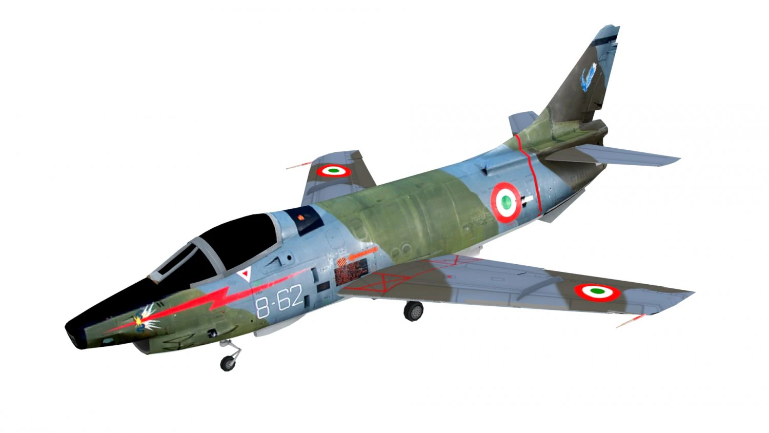 lowpoly fiat g91y aircraft low-poly 3D Model .c4d .max .obj .3ds .fbx .stl .blend 