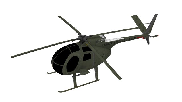 hughes oh-6 cayuse aircraft low-poly Modello 3D .c4d .max .obj .3ds .fbx .stl .blend 