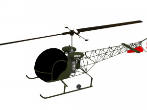 bell h-13 sioux helicopter low-poly 3Dモデル